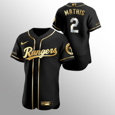 Men's Texas Rangers Jeff Mathis Golden Edition Black Authentic Jersey
