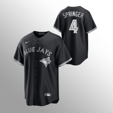 George Springer Toronto Blue Jays Black White 2021 All Black Fashion Replica Jersey
