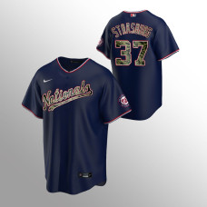 Men's Washington Nationals Stephen Strasburg #37 Navy 2021 Memorial Day Jersey
