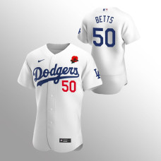 Dodgers Mookie Betts Jersey White Memorial Day Poppy Patch Authentic