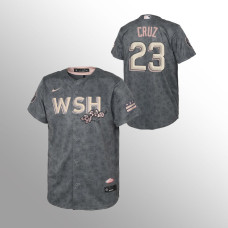 Nationals #23 Nelson Cruz Youth Jersey Replica Bloom Gray 2022 City Connect
