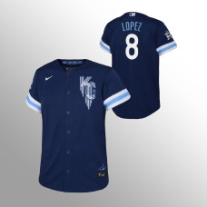 Royals #8 Youth Nicky Lopez 2022 City Connect Replica Navy Jersey