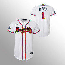 Braves #1 Ozzie Albies Jersey Youth Replica White 2022 Gold Program