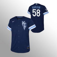 Royals #58 Youth Scott Barlow 2022 City Connect Replica Navy Jersey