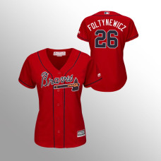 Women's Atlanta Braves Scarlet Majestic Alternate #26 Mike Foltynewicz 2019 Cool Base Jersey