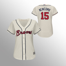 Women's Atlanta Braves Cream Majestic Alternate #15 Sean Newcomb 2019 Cool Base Jersey