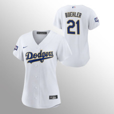 Women's Los Angeles Dodgers Walker Buehler White 2021 Gold Program Replica Jersey