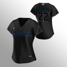 Women's Miami Marlins Sandy Alcantara Black Replica 2020 Alternate Jersey