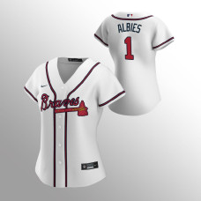 Braves #1 Ozzie Albies Women's Jersey Home White Replica