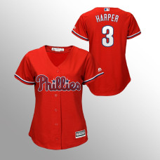 Women's Philadelphia Phillies Scarlet Majestic Replica #3 Bryce Harper Cool Base Jersey