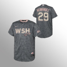 Nationals #29 Yadiel Hernandez Youth Jersey Replica Gray 2022 City Connect