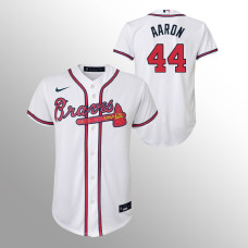 Youth Atlanta Braves Hank Aaron White Replica Home Jersey