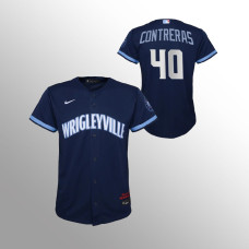 Youth Chicago Cubs Willson Contreras Navy 2021 City Connect Replica Jersey