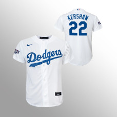 Youth Los Angeles Dodgers Clayton Kershaw White 2020 World Series Champions Home Replica Player Jersey
