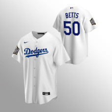 Youth Los Angeles Dodgers Mookie Betts White 2020 World Series Replica Jersey
