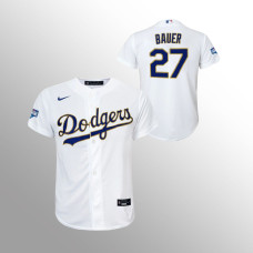 Youth Los Angeles Dodgers Trevor Bauer White 2021 Gold Program Replica Jersey