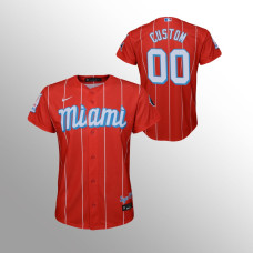 Youth Miami Marlins Custom Red 2021 City Connect Replica Jersey