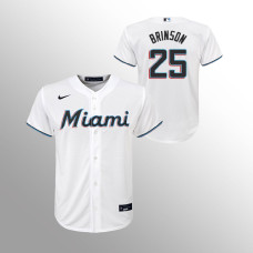 Youth Miami Marlins Lewis Brinson White Replica Home Jersey