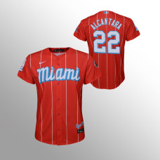 Youth Miami Marlins Sandy Alcantara Red 2021 City Connect Replica Jersey