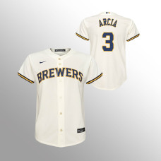 Youth Milwaukee Brewers Orlando Arcia Cream Replica Home Jersey