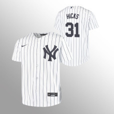 Youth New York Yankees Aaron Hicks White Replica Home Jersey