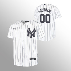 Youth New York Yankees Custom White Replica Home Jersey