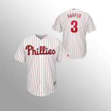 Youth Philadelphia Phillies White Official Home #3 Bryce Harper Cool Base Jersey