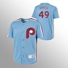 Youth Philadelphia Phillies #49 Jake Arrieta Light Blue Road Cooperstown Collection Jersey