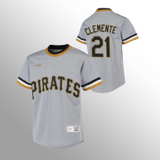 Youth Pittsburgh Pirates #21 Roberto Clemente Gray Road Cooperstown Collection Jersey