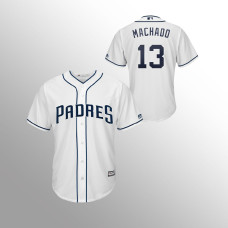 Youth San Diego Padres White Majestic Home #13 Manny Machado Cool Base Jersey