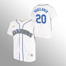Youth Seattle Mariners #20 Daniel Vogelbach White Home Cooperstown Collection Jersey