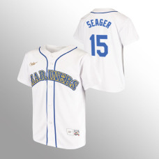 Youth Seattle Mariners #15 Kyle Seager White Home Cooperstown Collection Jersey