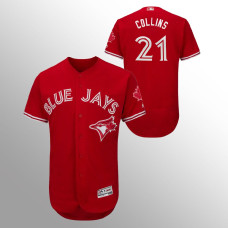 Scarlet Canada Day Blue Jays Zack Collins Jersey Authentic Collection Flex Base