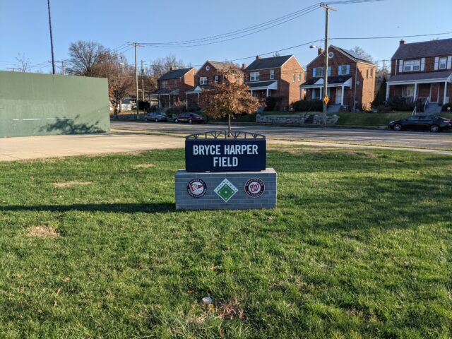 Bryce harper field sign facing road