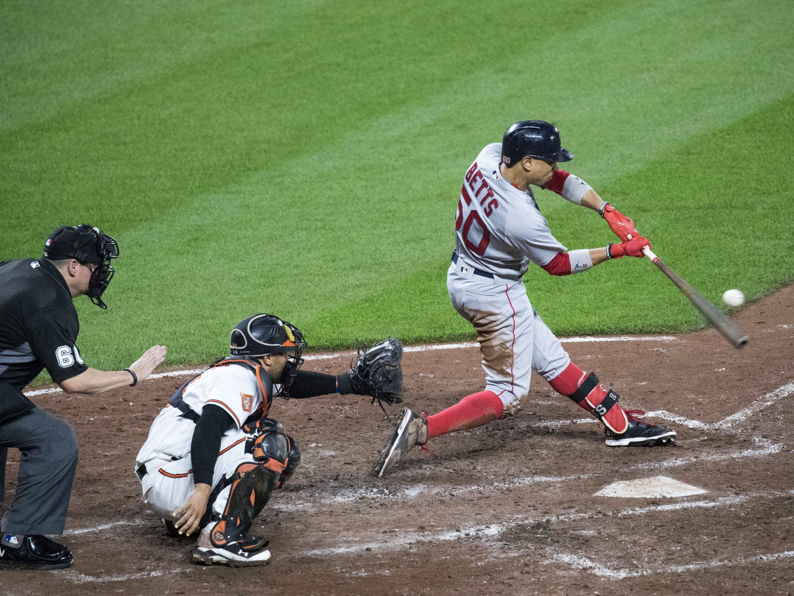 Mookie Betts hitting the ball (36478781664)