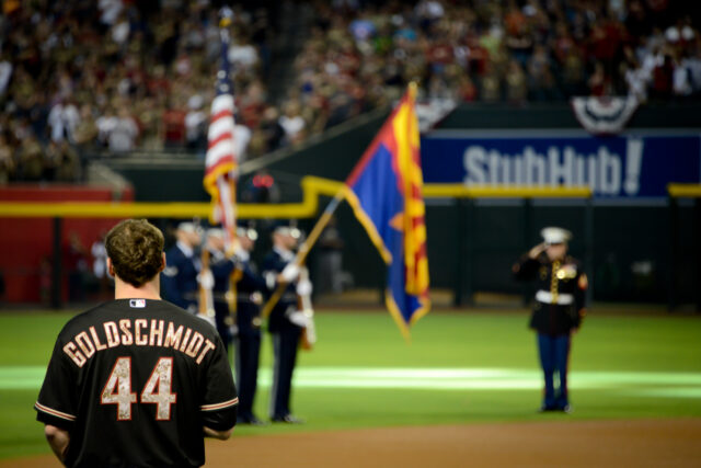 Phoenix Marine recognized during Memorial Day MLB matchup 140526 M XK427 453